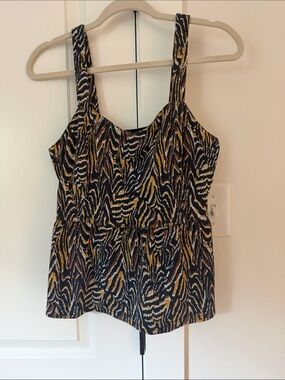 Anthropologie Zebra-Print Tank Top in Black, Gold, White